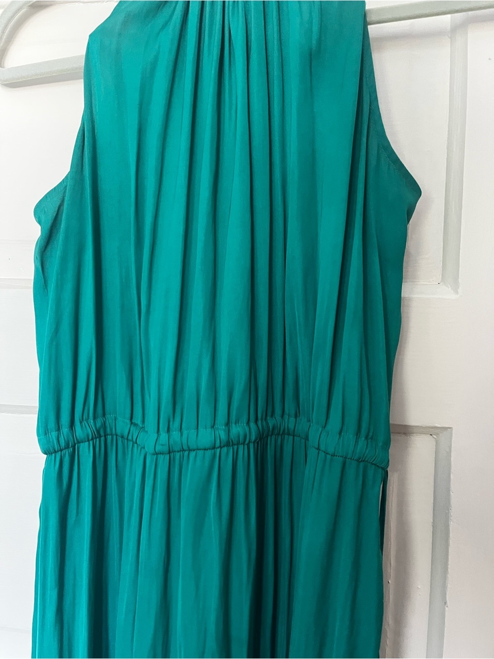 LOFT Emerald Green Halter Maxi Dress | Pleated | Size Small - Picture 3 of 12